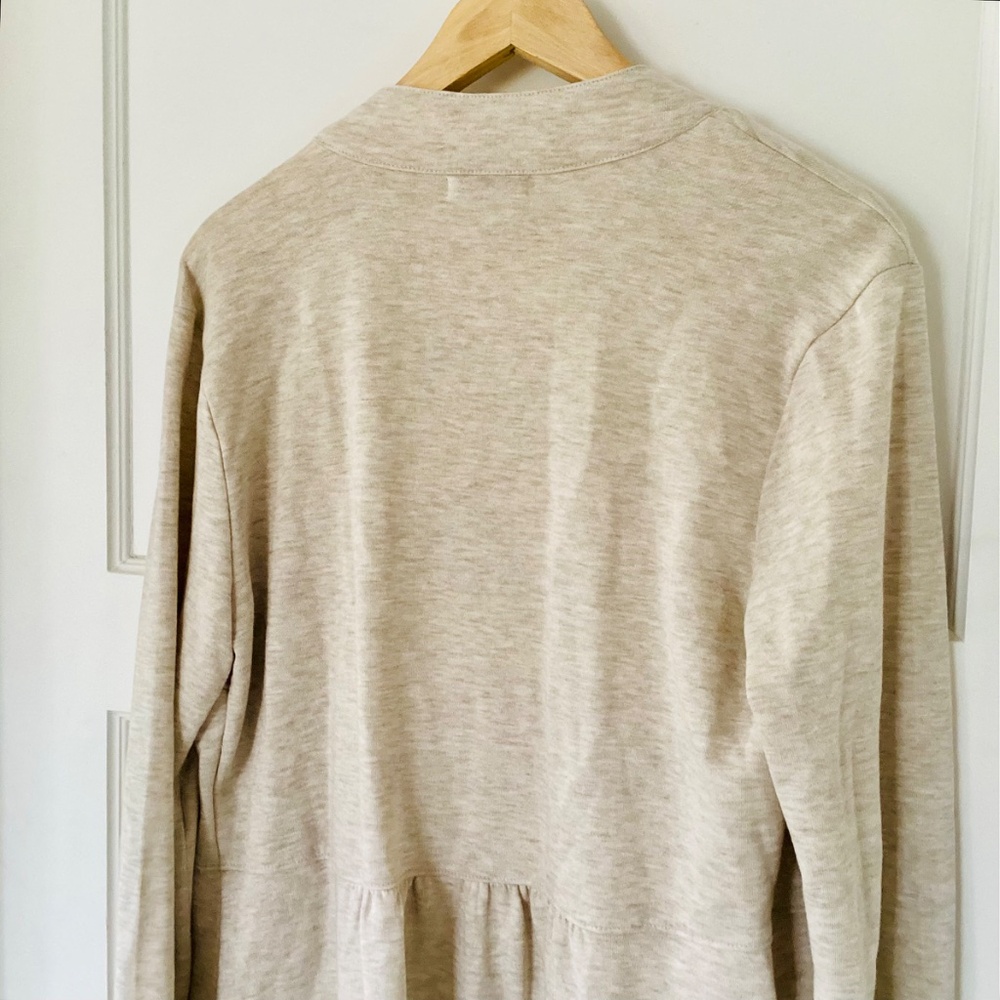 Ophelia Roe women's XL open peplum blazer jacket Oatmeal Lightweight Knit Cotton - Picture 9 of 11